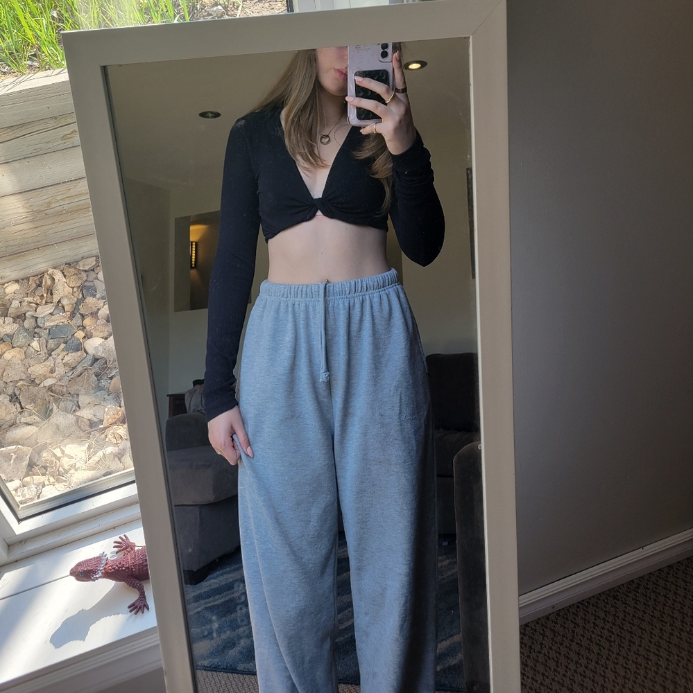 Garage Black Ribbed Knit Top